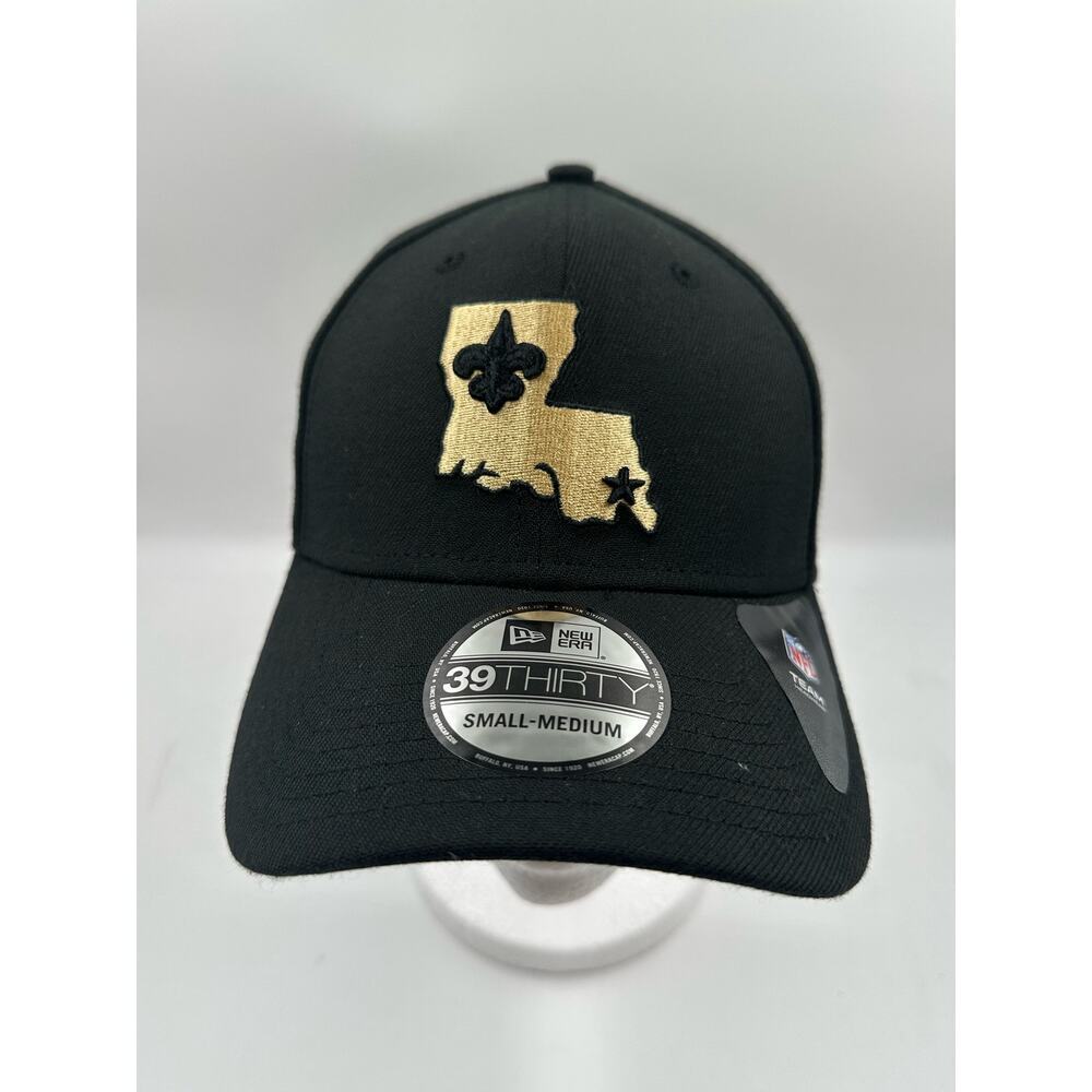 New Orleans Saints New Era Black NFL 39THIRTY Football Hat Mens